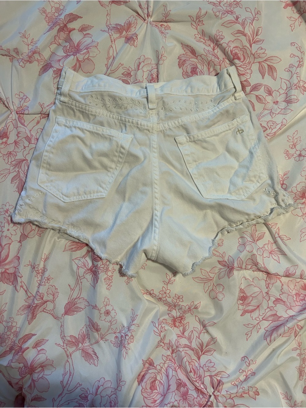 rag & bone White Embroidered Denim Cutoff Shorts - Picture 3 of 3